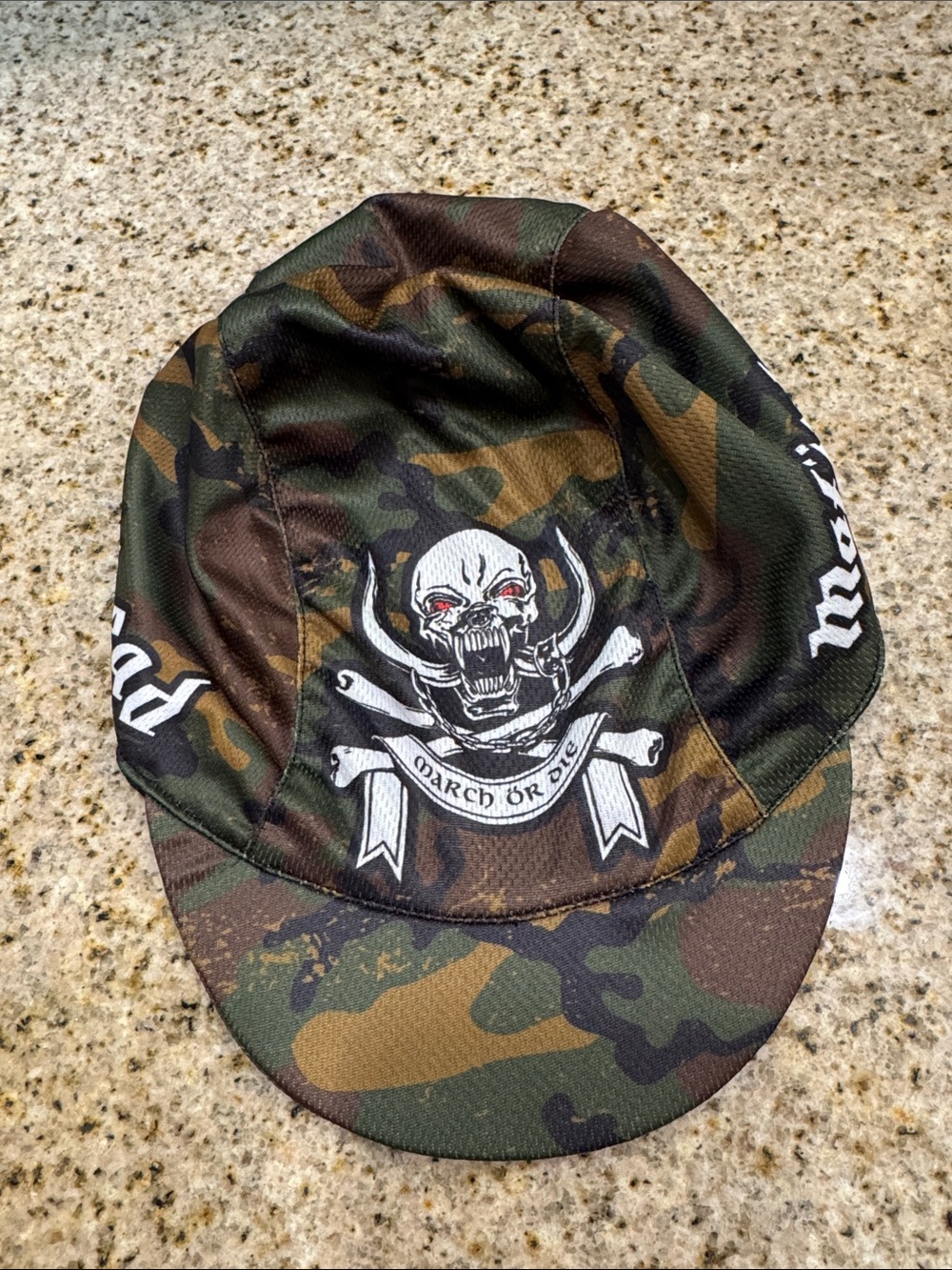 Camo Skull Print Cycling Cap - Green Camo Motor head heavy metal concert